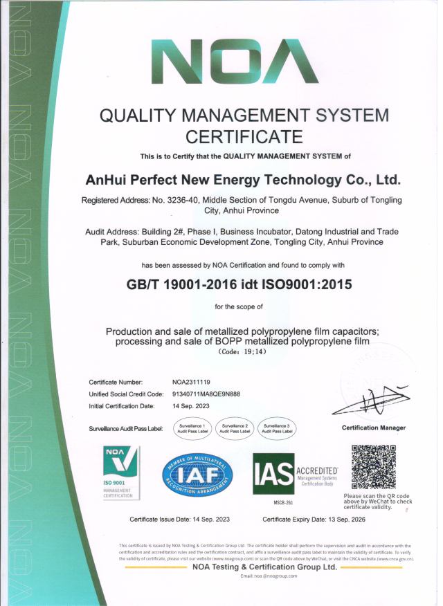 QUALITY MANAGEMENT SYSTEMCERTIFICATE